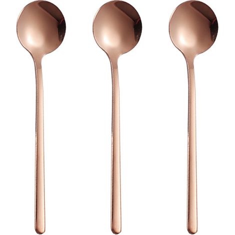 Cuillère À Café En Acier Inoxydable - Long Manche Pour Boissons Chaudes Et Froides - Design Minimaliste Pour Cuisine Et Bureau - Lot De 3 Pièces (1/5)