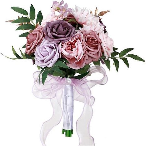 Bouquet de mariée romantique, fleurs artificielles pour mariage, bouquet de mariée à tenir, décoration nuptiale élégante, fausses fleurs de cérémonie. (1/4)