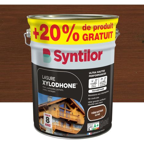 Syntilor – Lasure extérieure Xylodhone 5L – Chêne rustique satiné – Protection 8 ans – Résine polyuréthane microporeuse – Texture gel anti-UV (1/4)