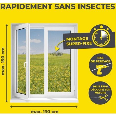 Moustiquaire jusqu'à 150 x 130 cm découpable Individuellement, Pas de perçage ni de vissage avec Fixation magnétique innovante (1/2)