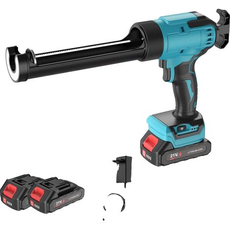 Pistola de calafateo, control de 6 velocidades, luz LED, 2 pilas (1/2)