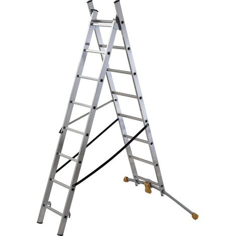 Escalera combinada de 2 tramos con estabilizador curvo HobbyLOT (2x9) HAILO