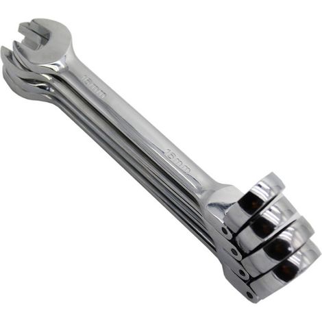 Jeu de clés à pipe à cliquet 12 pièces acier chrome vanadium 8-19 mm têtes fixes et articulées double usage clés rapides outils garage 72 dents avec mallette de rangement