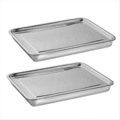 Kit de germination en acier inoxydable à 2 niveaux (26,4 cm), pour micro-pousses, lot de 2 plateaux avec maille. (1/5)