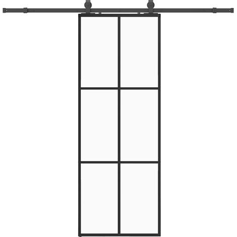 Maison Exclusive - Schiebetür mit Beschlag Schwarz 76x205 cm ESG-