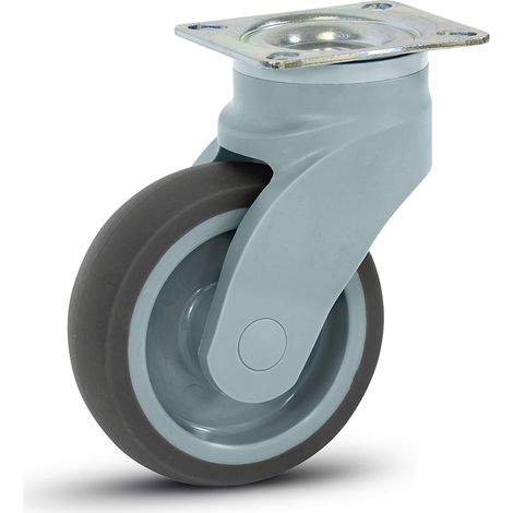 Roulette pivotante freinée - MESO - Nylon inox - 100mm - Trou central - 180kg (1/2)