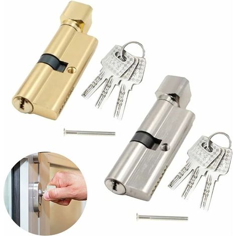 Cylindre de serrure de sécurité pour porte d'entrée/de garage, bouton de verrouillage, cylindre de serrure à profil européen pour porte extérieure. (1/5)