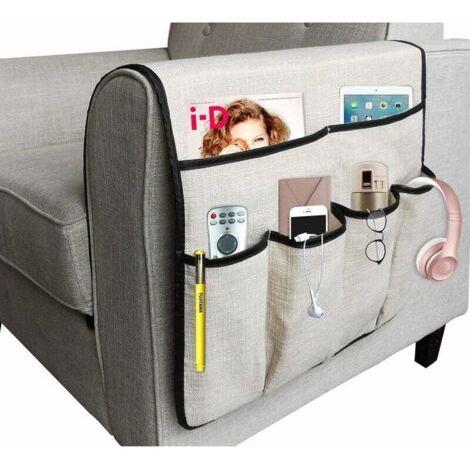 QORVA-Grand Organiseur de Canapé Organisateur Caddy, Support de Télécommande de TV Antidérapant Canapé Accoudoir Sac de Rangement, 19.7x35 inch-Fei Yu