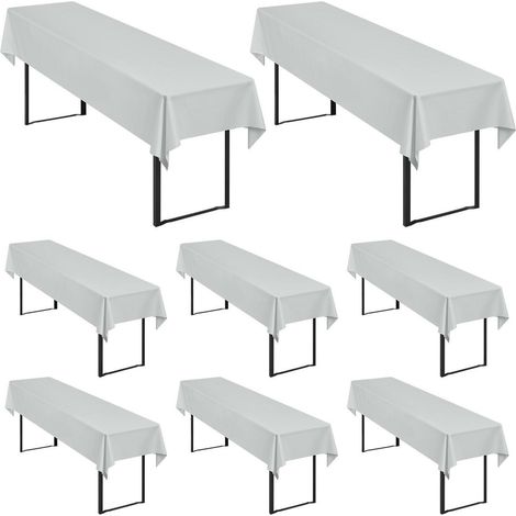 Bierzeltgarnitur Tischdecken 250x100 cm Hellgrau 8 Stück waschbar Polyester