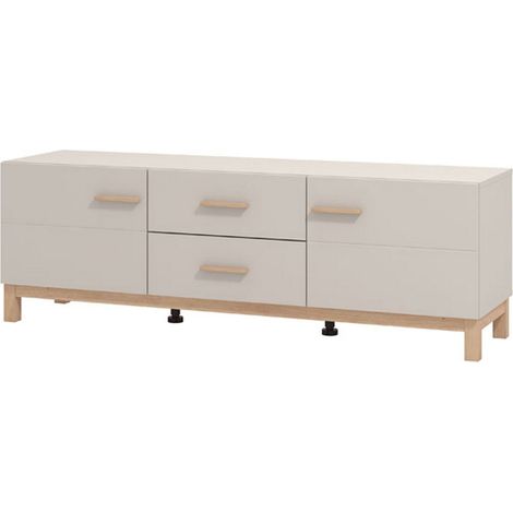 Mobile Porta tv Paduli, 2 Cassetti, un Ripiano, 2 Ante, 154x41.5x50.5h cm Beige