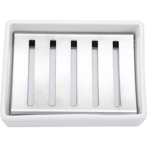 Porte-savon en acier inoxydable 304, récipient à savon en céramique pour salle de bain et cuisine. (1/5)