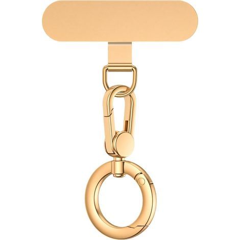 Parche metálico universal para correa de teléfono, con anilla de resorte, 52 mm x 14 mm, color dorado. (1/5)