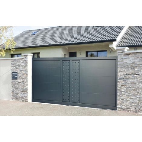 Portail Aluminium Coulissant RAL7016 L4mxH1,70m DENVER (1/3)