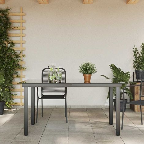 Table de jardin Table d'appoint, Table de Balcon, Noir 150 x 90 x 74 cm Aluminium et verre OIB9954E (1/3)