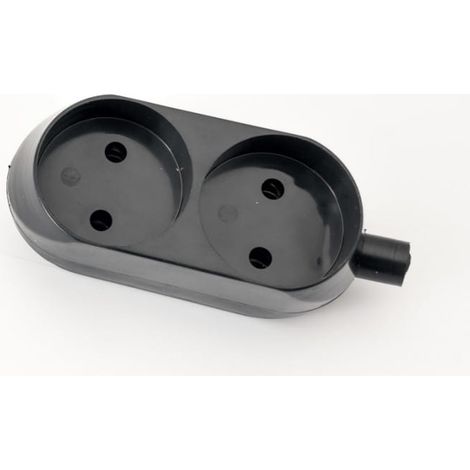Prise double portable 16A 2P 250V noire GN-260