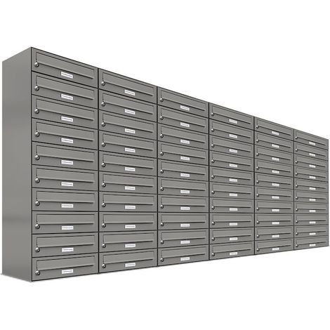 60er Premium Briefkasten Aluminiumgrau RAL Farbe 9007 für Außen Wand Postkasten (1/5)