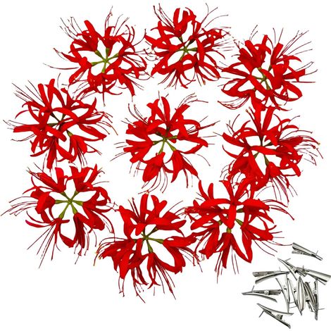 Têtes de fleurs d'araignée artificielles en soie pour travaux manuels, fleurs artificielles pour décoration de gâteau, fête de mariage, anniversaire, décoration d'intérieur (9, rouge) (1/5)