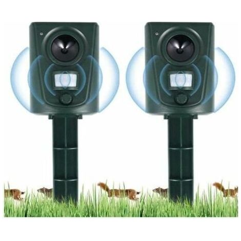 2X Répulsif Chat Jardin à Ultrasons, Répulsif Chats avec Piquet au Sol Prévenir Les Chiens et Les Chats, Les Oiseaux, pour Jardins, Champs, Pépinières, Etanche