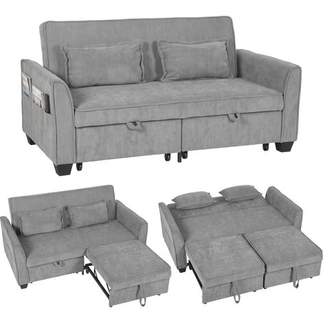 HOMCOM 2 Seater Sofa Bed, 4-in-1 Convertible Pull Out Sleeper Sofa, Grey (1/5)