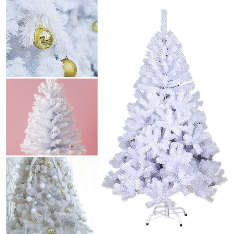 SWANEW Albero di Natale artificiale. albero abete. tronco bianco. materiale in PVC. incluso supporto in legno. albero di Natale da 180 cm (1/5)