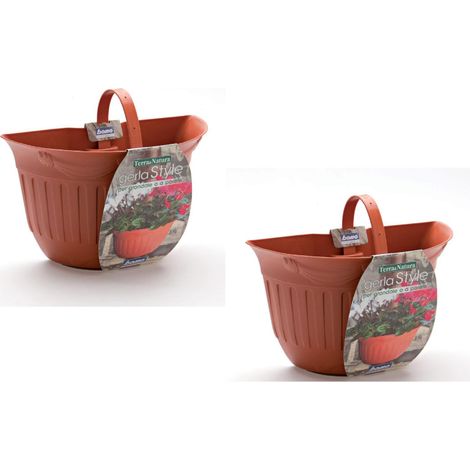 Set de 2 pots de fleurs - GERLA STYLE - L 26 cm - Terracotta - Livraison gratuite