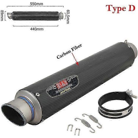Pot d'échappement universel pour moto, silencieux en alliage de carbone et de titane modifié, 60 mm, pour Honda, BMW et Yamaha (Type D) (1/5)