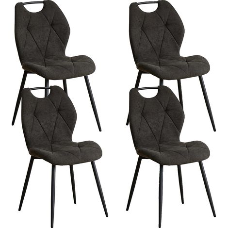 Silla de comedor, terciopelo cómodo, diseño minimalista moderno, 4 piezas, negro (1/2)