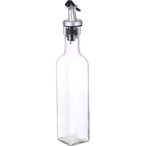 Lot de 2 flacons distributeurs d'huile d'olive, ensemble huile et vinaigre, flacon d'huile de cuisine, flacon d'huile carré en verre haut (1/5)
