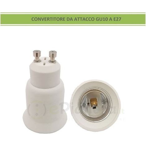 Adattatore convertitore da GU10 a attacco grande E27 portalampada riduttore bianco 220V per lampadina (1/3)