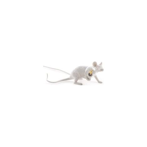 Lampada da scrivania a forma di mouse in resina, stile industriale, lampada da tavolo per camera da letto o bar, base (posizione orizzontale) - Crezuo
