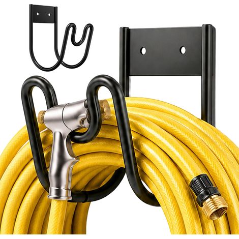 Supporto da parete in ferro per tubo flessibile, nero, set da 2 (1/5)