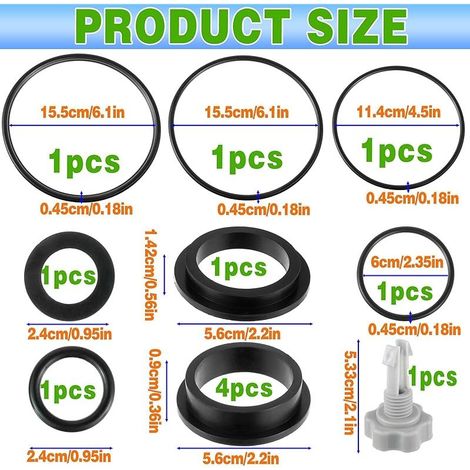 12 pièces Pièces détachées pour Pompe de Filtre à Sable Intex Joints, pièces de Rechange 25013, Comprenant 1pcs Soupape de Décharge d'air 11pcs Joints Toriques pour Différentes Pièces