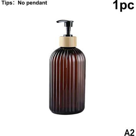 (A2)【M】Lot de 1 ou 3 flacons rayés de 500 ml pour shampoing, gel douche et après-shampoing, distributeur de savon rechargeable pour cuisine/salle de bain (1/5)