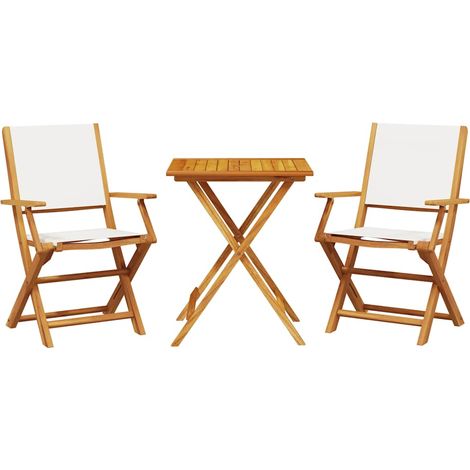 Maison Exclusive - 3-tlg. Bistro-Set Cremeweiß Stoff und Massivho (1/5)