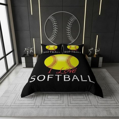 Bettwäsche-Set Softball-Design 200x200cm Mikrofaser 3-teilig für Kinder