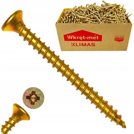 Vis Bois Trempées Klimas, 4 x 20 mm, Tête Fraisée PZ2, Zinguées, Boîte 1000 Pièces (1/5)
