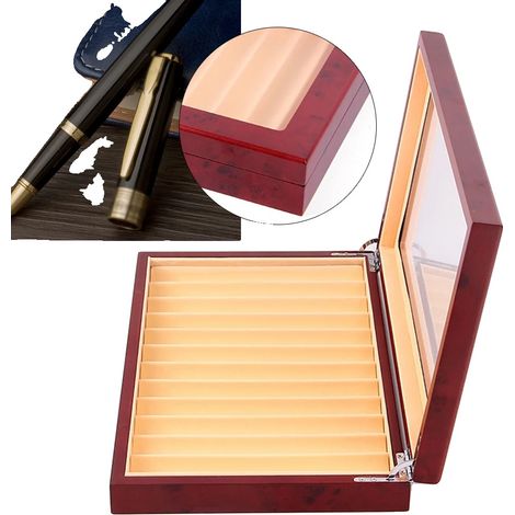 Estuche para bolígrafos de madera, con capacidad para 12 bolígrafos, dimensiones 31x20x5cm, peso 1kg, tamaño del embalaje 32x22x8cm. (1/5)