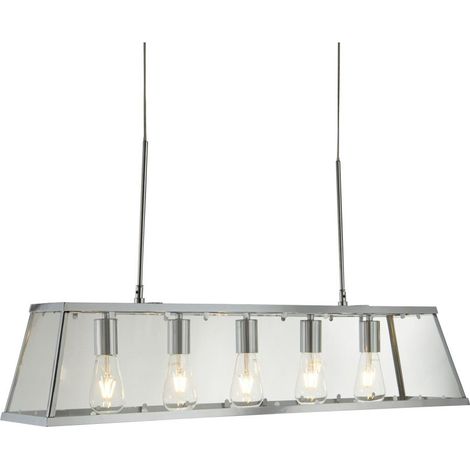 Searchlight Voyager - Barre de suspension à 5 ampoules au fini chrome, transparent, E27 (1/3)