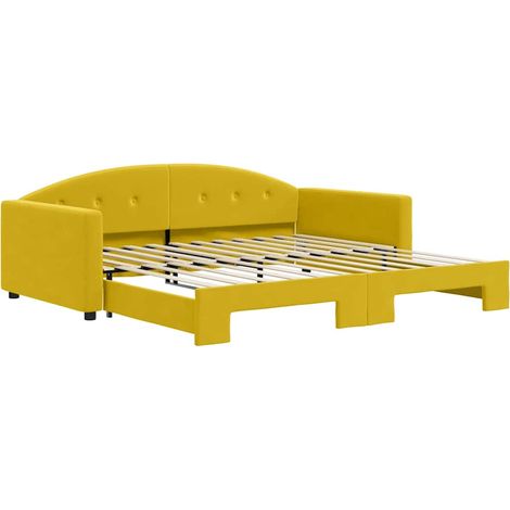 Lit adulte,Lit de jour avec lit gigogne jaune 100x200 cm velours225268 (1/5)