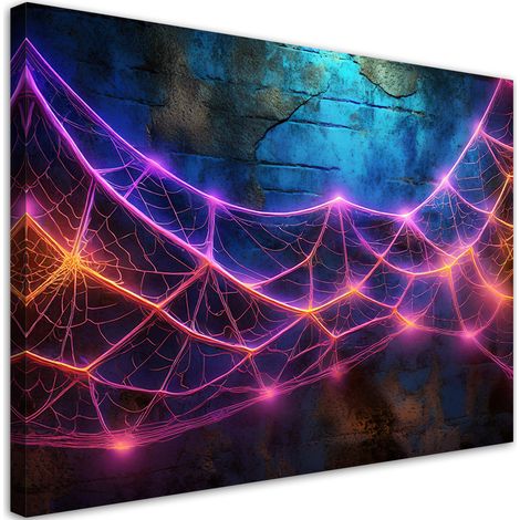 Tableau déco Toile d'araignée couleur néon 90x60 (1/5)