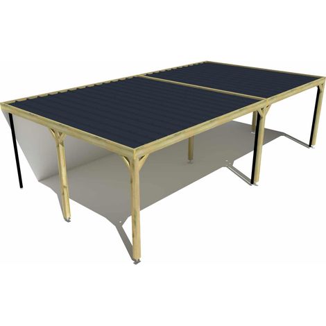 Carport bois • 9m x 5m • adossée • sens largeur • livraison comprise (1/3)