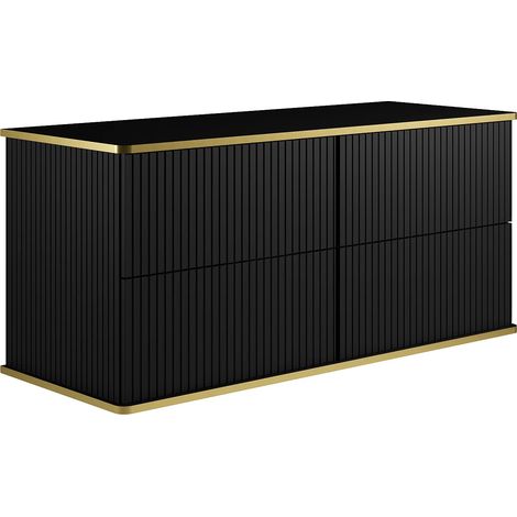 Mobile sotto lavabo sospeso scanalato profilo dorato 120 cm Nero - KELIZA (1/5)