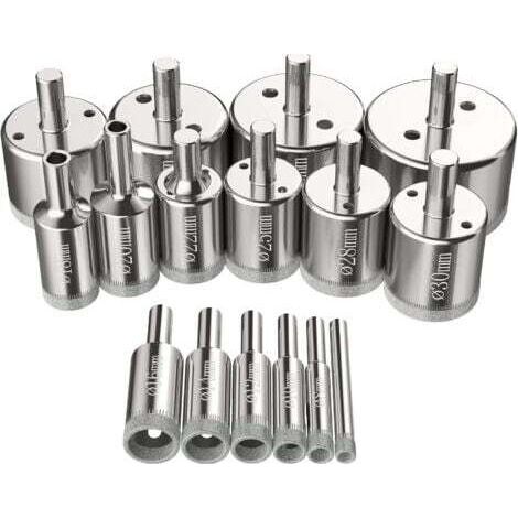 Scies-cloches 16 pcs, Foret Diamant Scie Cloche 6-50 mm Outils de perçage en verre trous scies kit pour acier au carbone, perceuse en verre, céramique, porcelaine, carrelage, marbre (1/5)