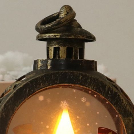 Runde LED-Kerzenleuchte im Retro-Stil, kleine Glas-Kunststoff-LED-Elemente, Weihnachtskerzendekoration für Zuhause, bronzefarbener Schneemann (1/4)
