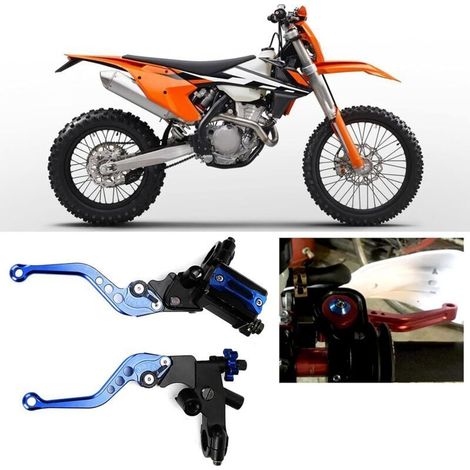 Leviers d'embrayage de Frein de Moto universels 7/8in, Ensemble de poignée de leviers d'embrayage de Pompe supérieure de Frein réglable hydrauliquement (Bleu)