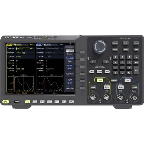 VOLTCRAFT FG-32502T Generatore di funzioni 1 µHz - 250 MHz 2 canali Arbitrario, Rumore, Puls, Quadra, Sinuosidale, Tria (1/5)