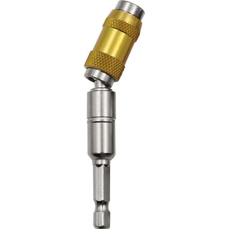 Porte-embout magnétique rotatif hexagonal 1/4" à changement rapide, pour espaces restreints (jaune et argent)