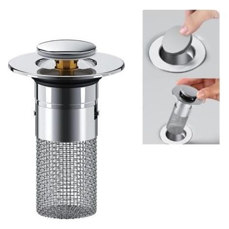 Bouchon De Lavabo INOX Bouchon De Baignoire avec Crépine Anti-Bloqué Bouchon De Vidange pour Lavabo Baignoire Cuisine Bain (1 pièce) (1/4)