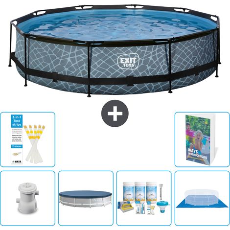 Exit Pool Rund - Steinoptik - 360x76 cm - 7-teilig S251