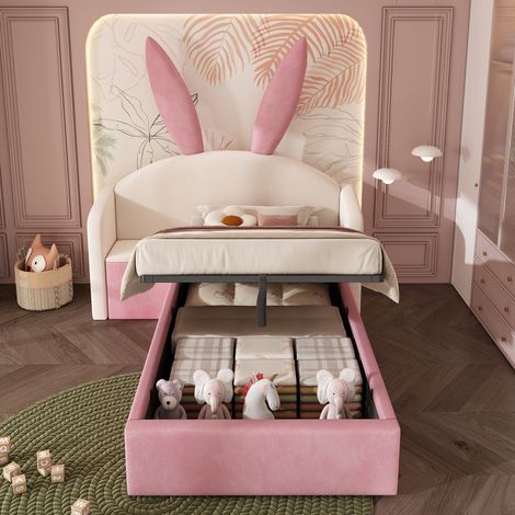 letto contenitore 90x200 con comodino velluto bicolore HAVRYA (1/5)